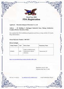 FDA Certificación termómetro K3